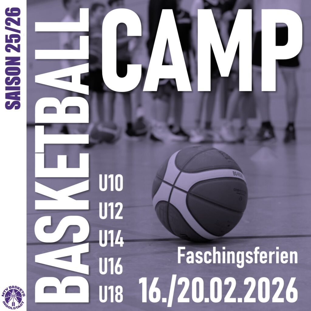 🏀🏀🏀
FASCHINGS-BASKETBALL-CAMP bei den MTV Baskets !
🏀🏀🏀

Wir veranstalten im Zeitraum vom Montag den 16.02.2026 bis Freitag den 20.02.2026 ein Basketball-Camp, das sich an Kinder und Jugendliche aller Altersstufen richtet. Ziel des Camps ist es, Freude am Basketballsport zu vermitteln, individuelle Fähigkeiten zu fördern und gleichzeitig das Gemeinschaftsgefühl zu stärken. 

Das Camp wird von lizenzierten und erfahrenen Trainern geleitet. In abwechslungsreichen Trainingseinheiten, spielerischen Übungen und altersgerechten Spielformen werden Technik, Koordination, Teamfähigkeit und Fairplay geschult. Dabei steht jederzeit der Spaß am Sport im Vordergrund.

🏀 WO:
Basketball-Camp in unserer MTV-Halle in der Von-der-Tann-Straße 1 

🏀 WANN:
👉 U10 und U12 täglich von 9:00 bis 12:30 Uhr und
👉 U14 und U16 sowie U18 täglich von 13:00 bis 16:30 Uhr

🏀 KOSTEN:
Der Unkostenbeitrag beträgt für alle 5 Tage pro Kind 50,-€. Im Preis enthalten sind:
▶ Qualifizierte Betreuung unserer lizenzierten Trainer
▶ Tägliche Verpflegung und Getränke
▶ Ein kleines Überraschungsgeschenk

🏀 Die Anmeldung erfolgt ausschließlich per Email bis spätestens 12.02.2026 an:
👉 MTV-Basketballcamp@web.de

Bitte geben Sie bei der Anmeldung den vollständigen Namen, Geburtsdatum und zu
welcher Altersklasse Ihr Kind aktuell zugeteilt ist (U10, U12 usw.)

LET'S GO!
🏀🏀🏀

#gameday #basketballbezirkschwaben #oneteam #jugendsport #victory #bayernbasketball #bbvonline #trainingday #mtvingolstadt #basketballtime #ingolstadt #mtvbaskets #onefamily #basketball #mtvbasketsingolstadt #mannschaft #ruleyourcourt #teamsport #supporters #supportyourteam