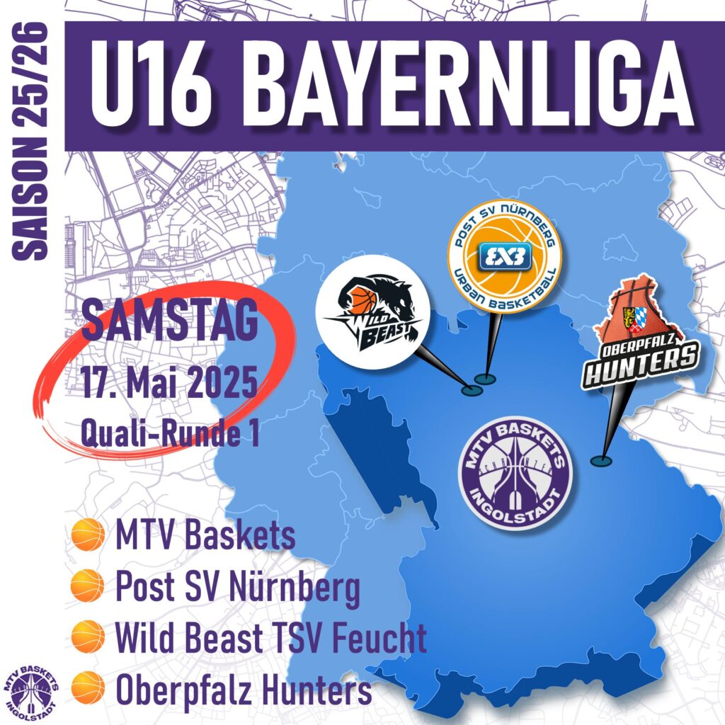 🏀🏀🏀
JETZT WIRD ES SPANNEND !
🏀🏀🏀

Am Samstag beginnt die erste Runde der Qualifikation zur U16 Bayernliga. Die MTV Baskets treten dabei gegen drei starke Gegner an. Platz 1 und 2 sind direkt für die Bayernliga qualifiziert. WIR DRÜCKEN DEM TEAM DIE DAUMEN!

LET'S GO BASKETS!

#bayernliga #gameday #basketballbezirkschwaben #oneteam #jugendsport #wewantyou #bayernbasketball #bbvonline #mtvingolstadt #basketballtime #ingolstadt #mtvbaskets #onefamily #basketball #mtvbasketsingolstadt #mannschaft #ruleyourcourt #MTVBasketsIngolstadt #teamsport #supporters #supportyourteam