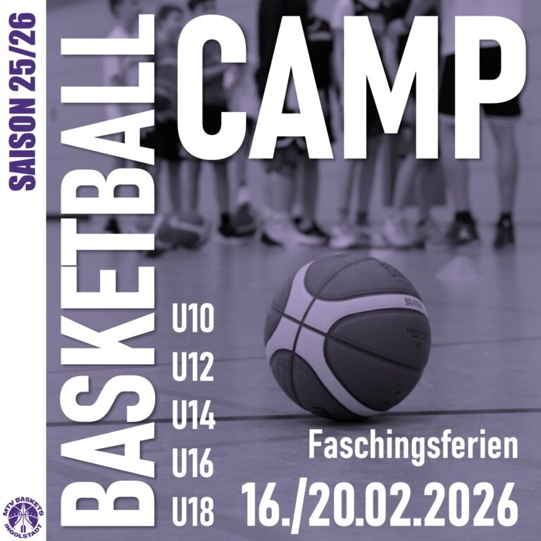 🏀🏀🏀
FASCHINGS-BASKETBALL-CAMP bei den MTV Baskets !
🏀🏀🏀
Wir veranstalten im Zeitraum vom Montag den 16.02.2026 bis Freitag den 20.02.2026 ein Basketball-Camp, das sich an Kinder und Jugendliche aller Altersstufen richtet. Ziel des Camps ist es, Freude am Basketballsport zu vermitteln, individuelle Fähigkeiten zu fördern und gleichzeitig das Gemeinschaftsgefühl zu stärken. 
Das Camp wird von lizenzierten und erfahrenen Trainern geleitet. In abwechslungsreichen Trainingseinheiten, spielerischen Übungen und altersgerechten Spielformen werden Technik, Koordination, Teamfähigkeit und Fairplay geschult. Dabei steht jederzeit der Spaß am Sport im Vordergrund.
🏀 WO:
Basketball-Camp in unserer MTV-Halle in der Von-der-Tann-Straße 1 
🏀 WANN:
👉 U10 und U12 täglich von 9:00 bis 12:30 Uhr und
👉 U14 und U16 sowie U18 täglich von 13:00 bis 16:30 Uhr
🏀 KOSTEN:
Der Unkostenbeitrag beträgt für alle 5 Tage pro Kind 50,-€. Im Preis enthalten sind:
▶ Qualifizierte Betreuung unserer lizenzierten Trainer
▶ Tägliche Verpflegung und Getränke
▶ Ein kleines Überraschungsgeschenk
🏀 Die Anmeldung erfolgt ausschließlich per Email bis spätestens 12.02.2026 an:
👉 MTV-Basketballcamp@web.de
Bitte geben Sie bei der Anmeldung den vollständigen Namen, Geburtsdatum und zu
welcher Altersklasse Ihr Kind aktuell zugeteilt ist (U10, U12 usw.)
LET'S GO!
🏀🏀🏀
#gameday #basketballbezirkschwaben #oneteam #jugendsport #victory #bayernbasketball #bbvonline #trainingday #mtvingolstadt #basketballtime #ingolstadt #mtvbaskets #onefamily #basketball #mtvbasketsingolstadt #mannschaft #ruleyourcourt #teamsport #supporters #supportyourteam
